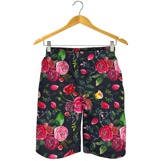 Roses Floral Flower Pattern Print Men's Shorts