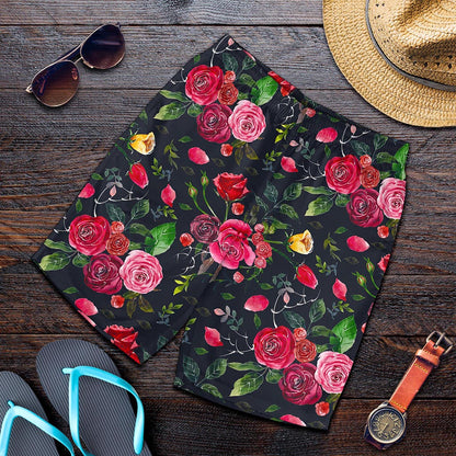 Roses Floral Flower Pattern Print Men's Shorts