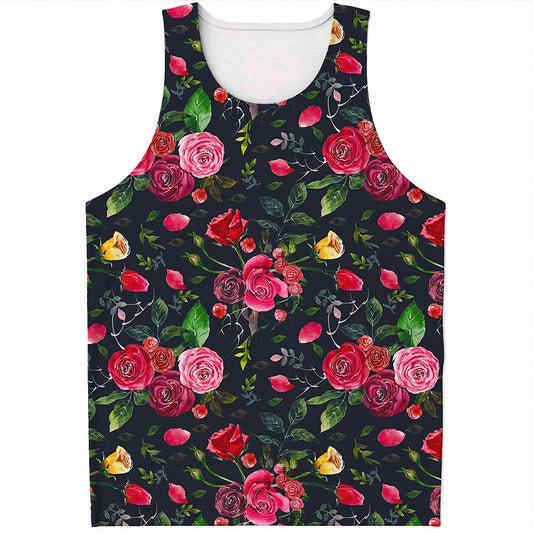 Roses Floral Flower Pattern Print Men's Tank Top