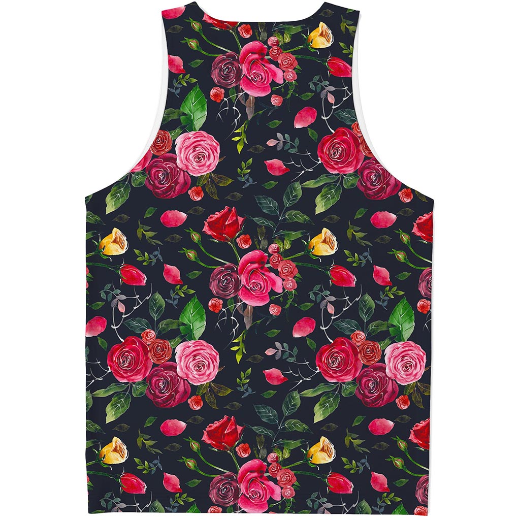 Roses Floral Flower Pattern Print Men's Tank Top