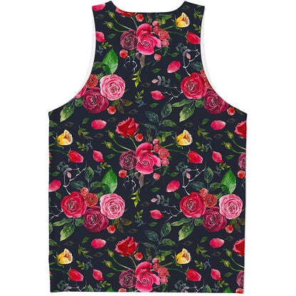 Roses Floral Flower Pattern Print Men's Tank Top