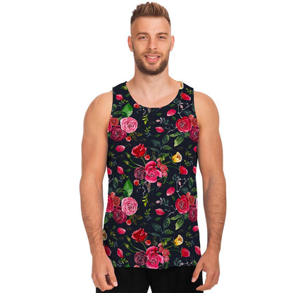 Roses Floral Flower Pattern Print Men's Tank Top