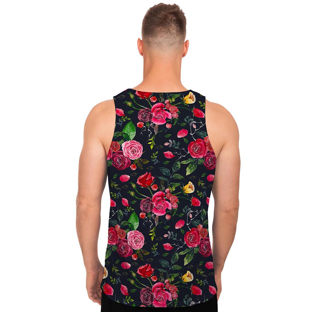 Roses Floral Flower Pattern Print Men's Tank Top
