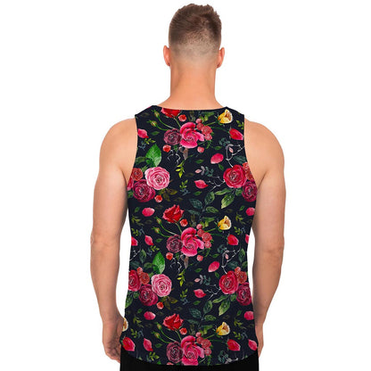 Roses Floral Flower Pattern Print Men's Tank Top