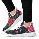 Roses Floral Flower Pattern Print Mesh Knit Shoes GearFrost