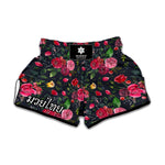 Roses Floral Flower Pattern Print Muay Thai Boxing Shorts