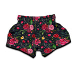 Roses Floral Flower Pattern Print Muay Thai Boxing Shorts