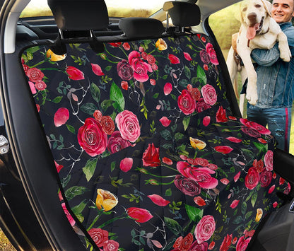 Roses Floral Flower Pattern Print Pet Car Back Seat Cover