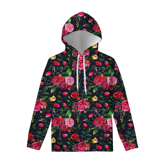 Roses Floral Flower Pattern Print Pullover Hoodie