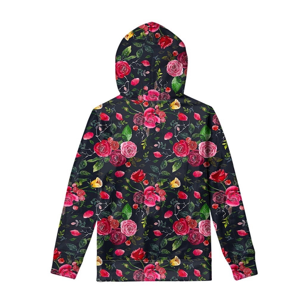Roses Floral Flower Pattern Print Pullover Hoodie