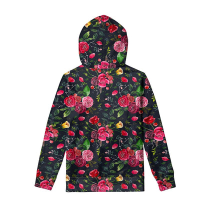 Roses Floral Flower Pattern Print Pullover Hoodie