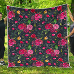 Roses Floral Flower Pattern Print Quilt