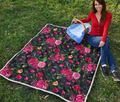 Roses Floral Flower Pattern Print Quilt