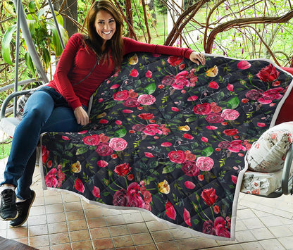 Roses Floral Flower Pattern Print Quilt