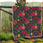 Roses Floral Flower Pattern Print Quilt