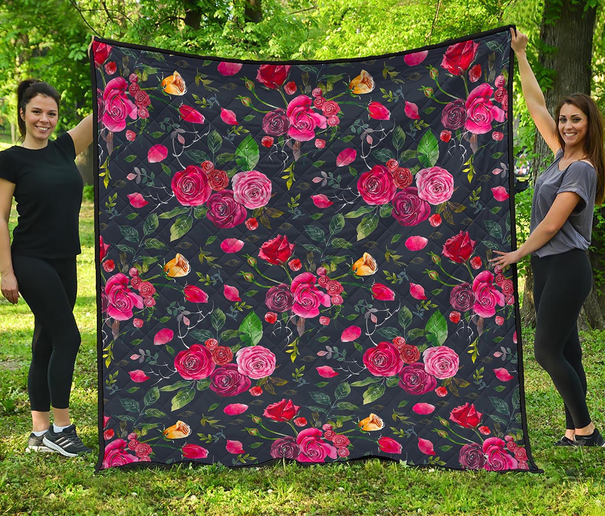 Roses Floral Flower Pattern Print Quilt
