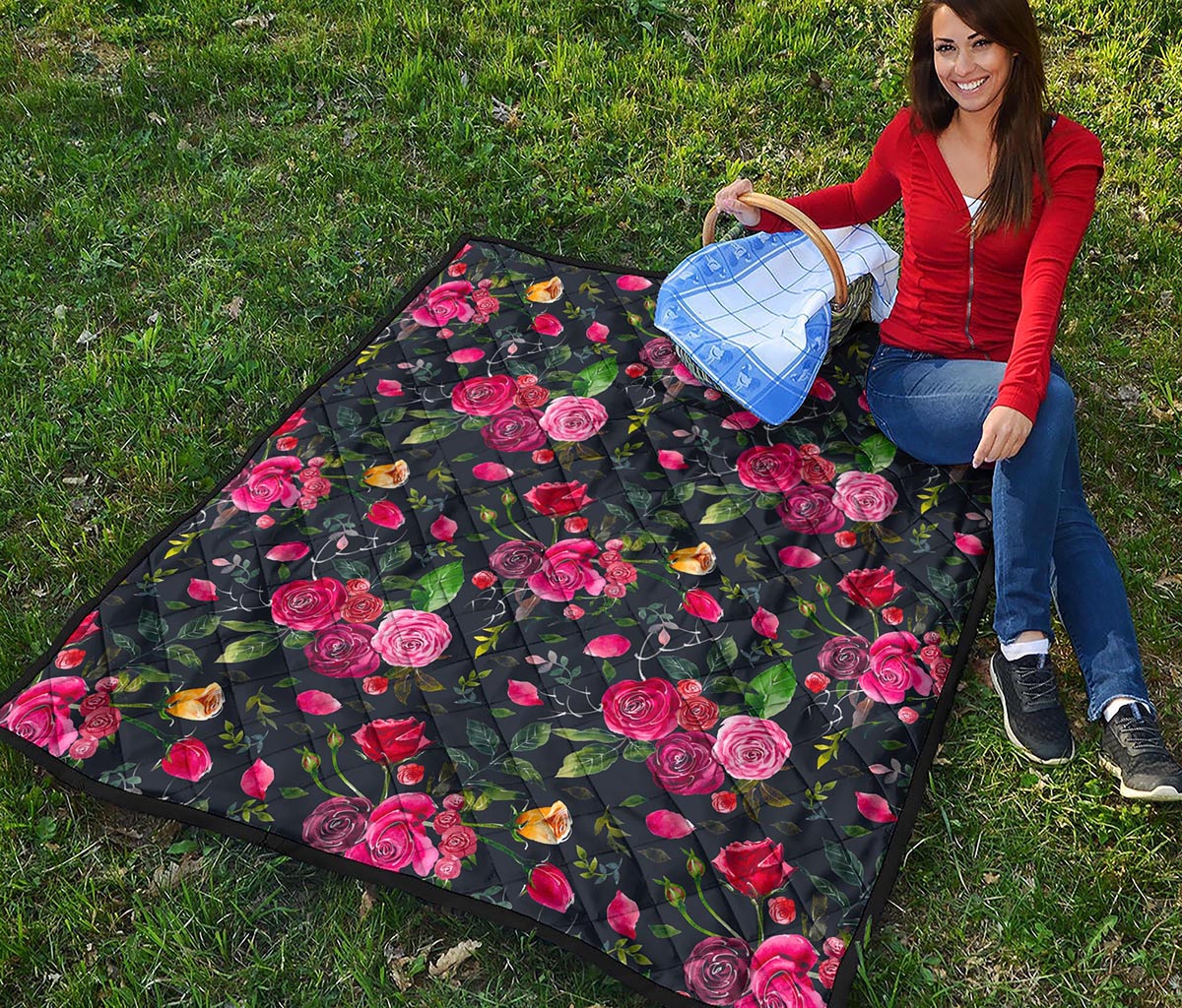 Roses Floral Flower Pattern Print Quilt