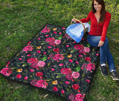 Roses Floral Flower Pattern Print Quilt