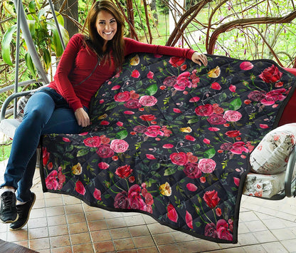 Roses Floral Flower Pattern Print Quilt
