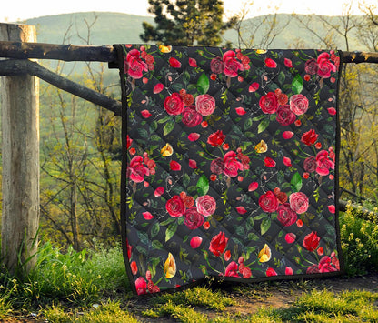 Roses Floral Flower Pattern Print Quilt
