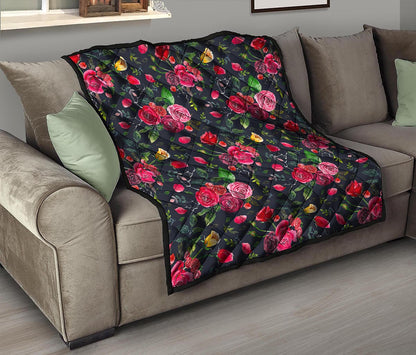Roses Floral Flower Pattern Print Quilt