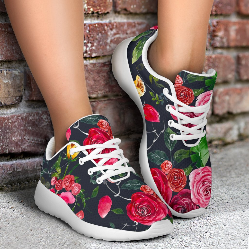 Roses Floral Flower Pattern Print Sport Shoes GearFrost