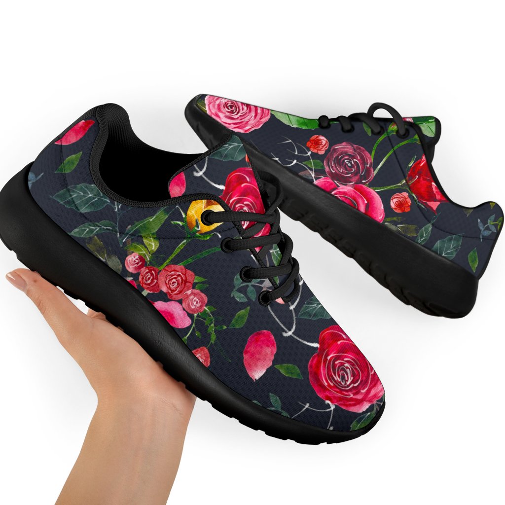 Roses Floral Flower Pattern Print Sport Shoes GearFrost