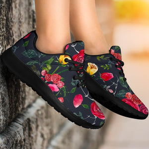 Roses Floral Flower Pattern Print Sport Shoes GearFrost