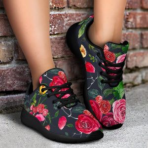 Roses Floral Flower Pattern Print Sport Shoes GearFrost