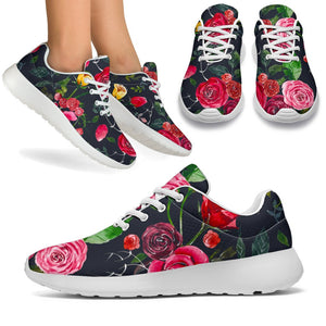 Roses Floral Flower Pattern Print Sport Shoes GearFrost