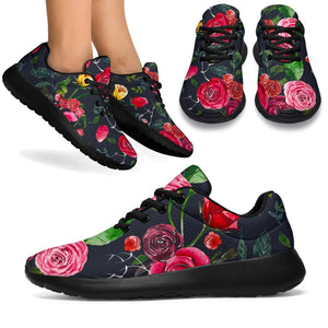 Roses Floral Flower Pattern Print Sport Shoes GearFrost