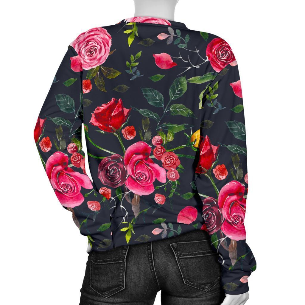 Roses Floral Flower Pattern Print Women's Crewneck Sweatshirt GearFrost