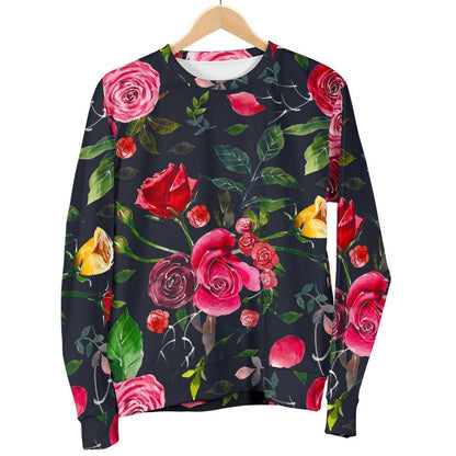 Roses Floral Flower Pattern Print Women's Crewneck Sweatshirt GearFrost