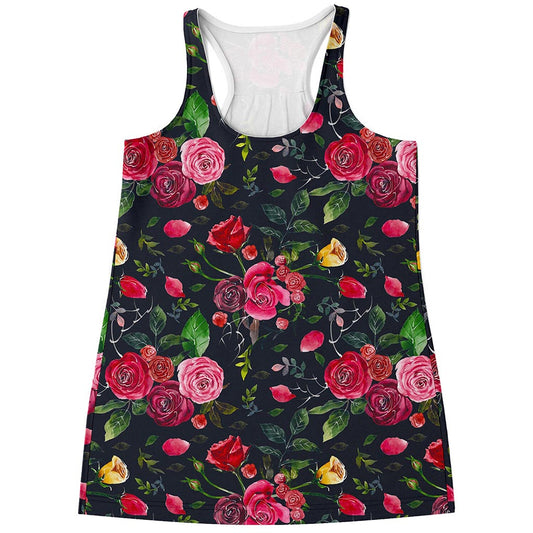 Roses Floral Flower Pattern Print Women's Racerback Tank Top