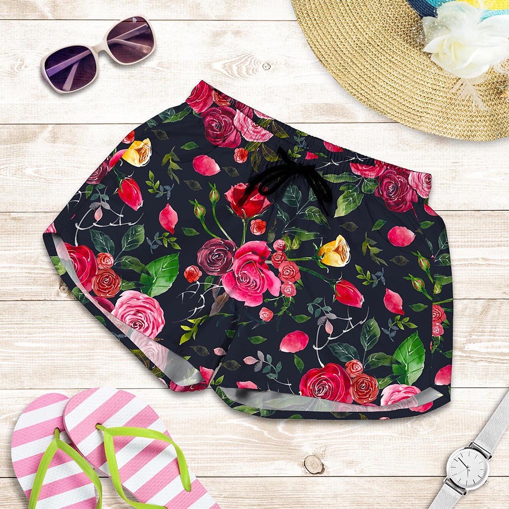 Roses Floral Flower Pattern Print Women's Shorts