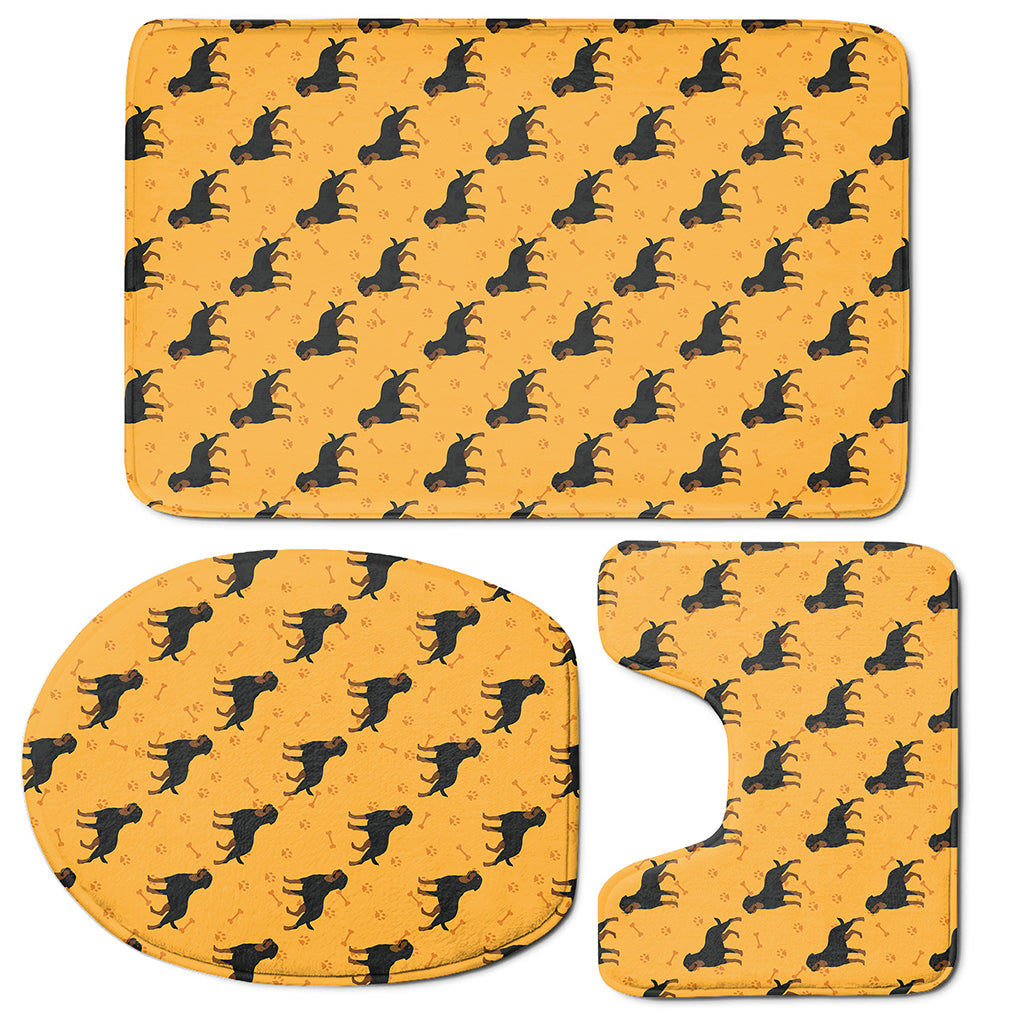 Rottweiler Dog Pattern Print 3 Piece Bath Mat Set