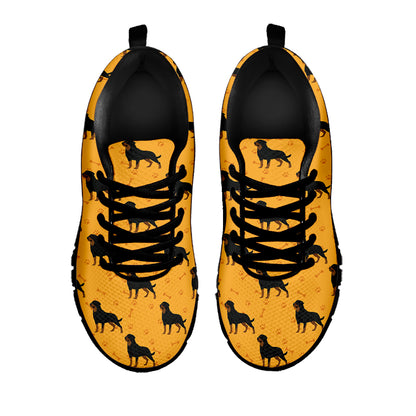 Rottweiler Dog Pattern Print Black Sneakers