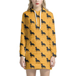 Rottweiler Dog Pattern Print Hoodie Dress