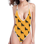 Rottweiler Dog Pattern Print One Piece High Cut Swimsuit