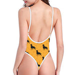 Rottweiler Dog Pattern Print One Piece High Cut Swimsuit