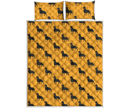 Rottweiler Dog Pattern Print Quilt Bed Set