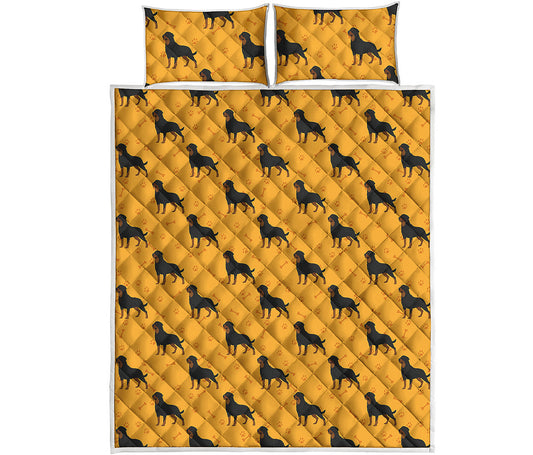 Rottweiler Dog Pattern Print Quilt Bed Set