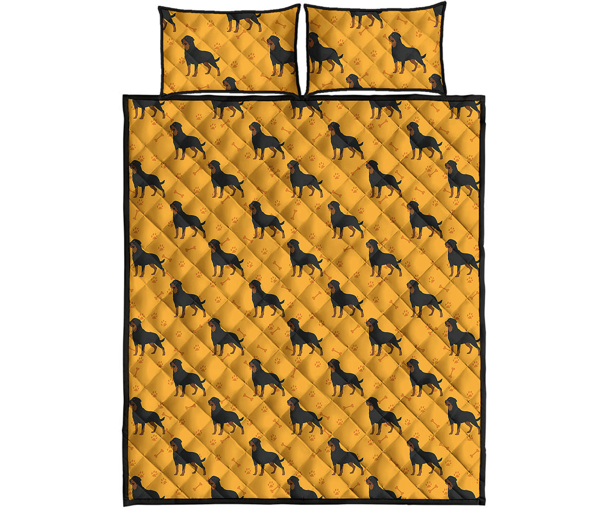 Rottweiler Dog Pattern Print Quilt Bed Set
