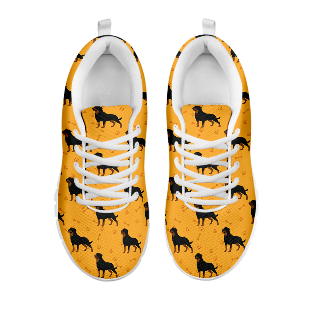 Rottweiler Dog Pattern Print White Sneakers