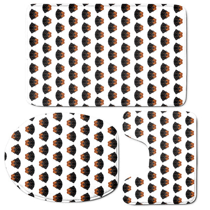Rottweiler Face Pattern Print 3 Piece Bath Mat Set