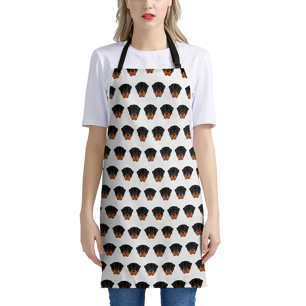 Rottweiler Face Pattern Print Apron