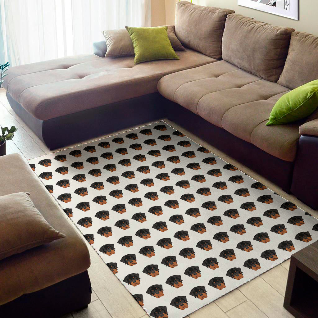 Rottweiler Face Pattern Print Area Rug