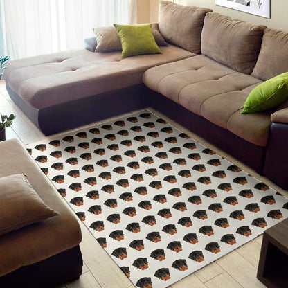 Rottweiler Face Pattern Print Area Rug