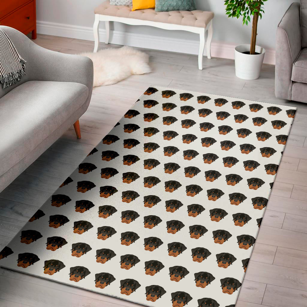 Rottweiler Face Pattern Print Area Rug
