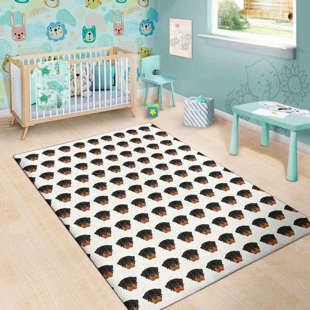 Rottweiler Face Pattern Print Area Rug